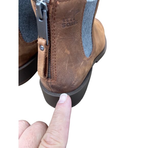 Sorel Womans brown leather ankle waterproof boots Sz 9.5 SKU 9615 - Picture 14 of 16